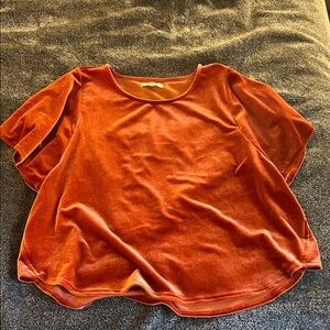 Madewell Velvet Short Sleeve Top in Rich Orange